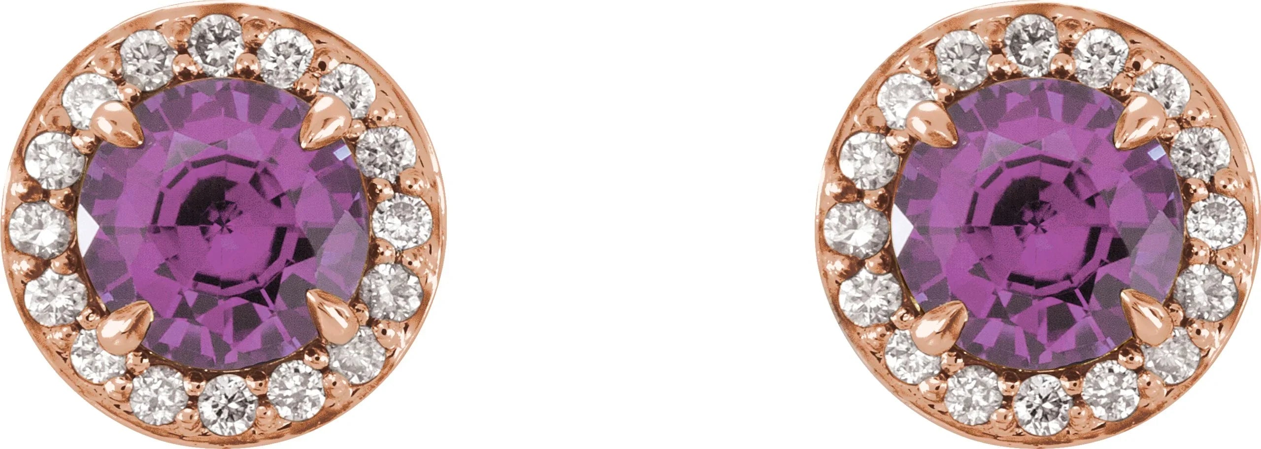 Natural Amethyst Diamond Earrings | 1/8 CTW Earrings |  Yumna Jewelers