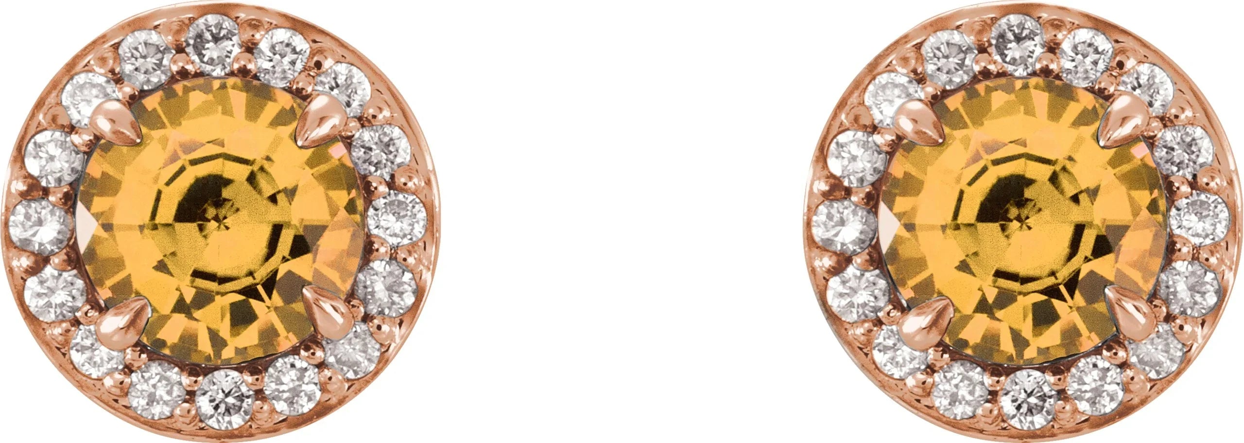 Natural Citrine and Diamond Earrings | Yumna Jewelers