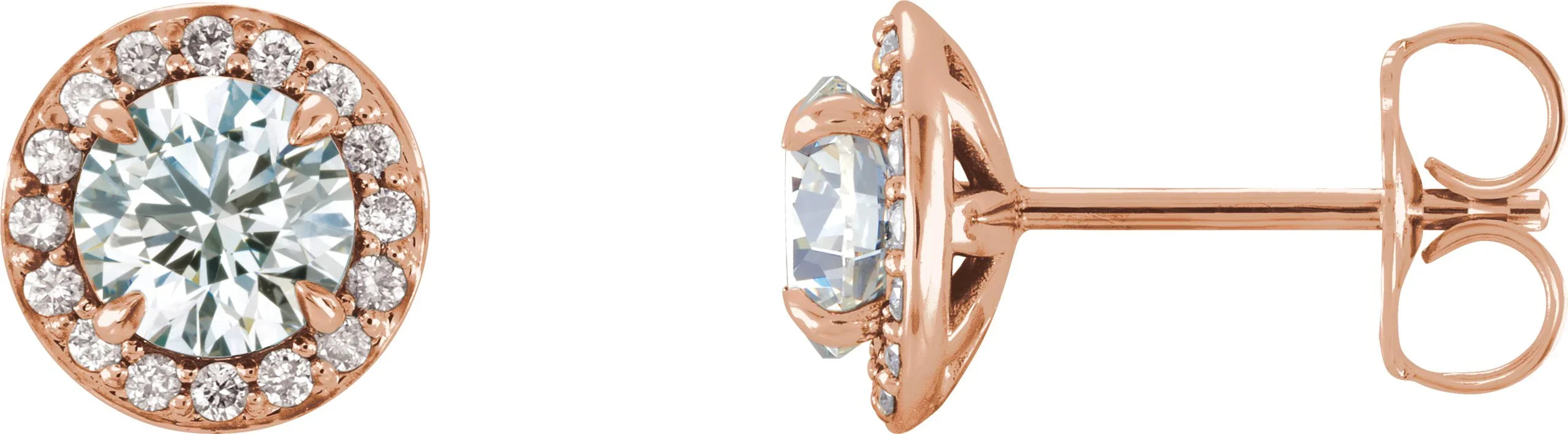 14K Rose 1 CTW Natural Diamond Halo-Style Earrings 86458:6042:P