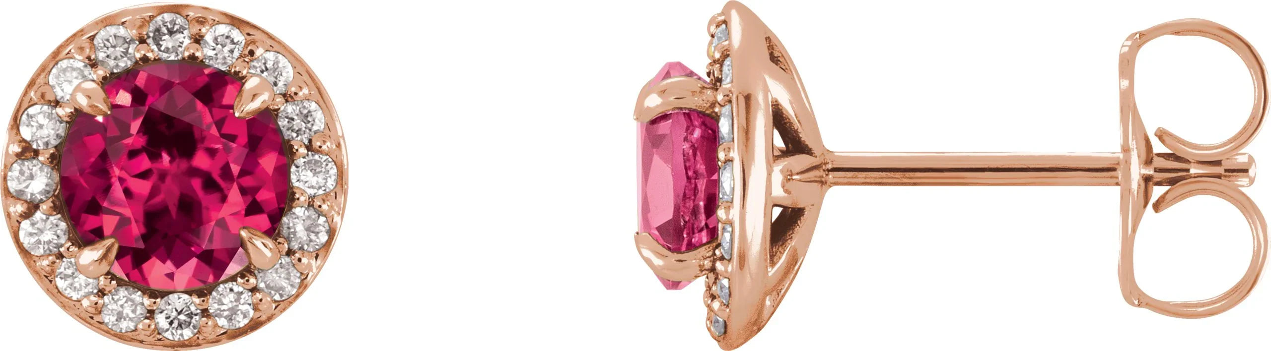 14K Rose 5 mm Natural Ruby & 1/8 CTW Natural Diamond Earrings 86458:6047:P