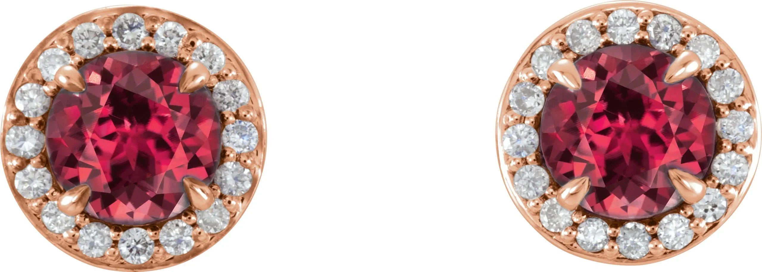 14K Rose 5 mm Natural Ruby & 1/8 CTW Natural Diamond Earrings 86458:6047:P