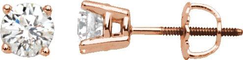 14K Rose 1 CTW Natural Diamond Stud Earrings 67535:60082:P