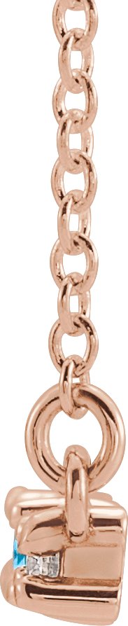 14K Rose Natural Blue Zircon & 1/8 CTW Natural Diamond 18" Necklace 86838:757:P