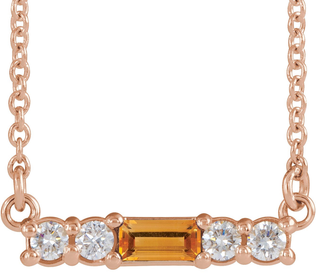14K Rose Natural Citrine & 1/8 CTW Natural Diamond 18" Necklace 86838:752:P