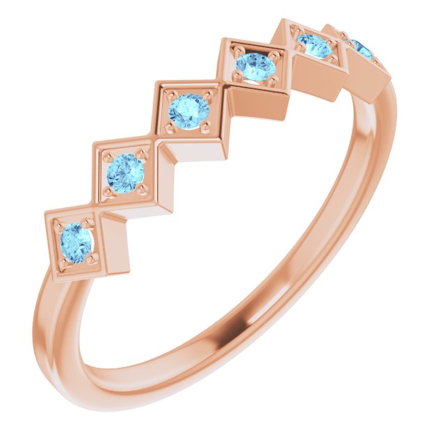 14K Rose Natural Aquamarine Stackable Ring 71888:617:P