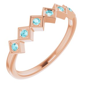 14K Rose Natural Blue Zircon Stackable Ring 71888:667:P