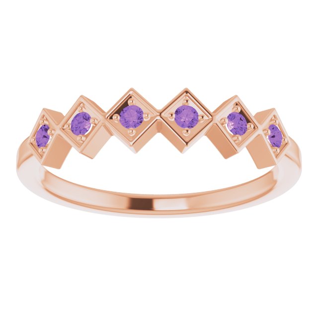14K Rose Natural Amethyst Stackable Ring 71888:612:P