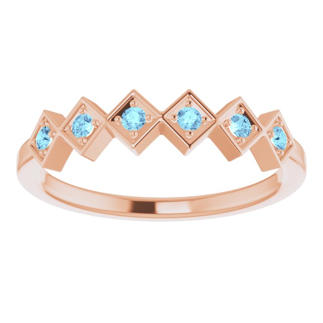 14K Rose Natural Aquamarine Stackable Ring 71888:617:P