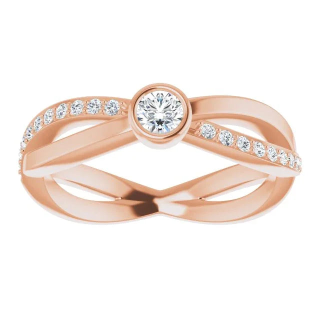 14K Rose Round Diamond Ring | Yumna Jewelers