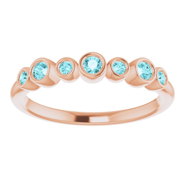 14K Rose Natural Blue Zircon Bezel-Set Ring 71844:662:P