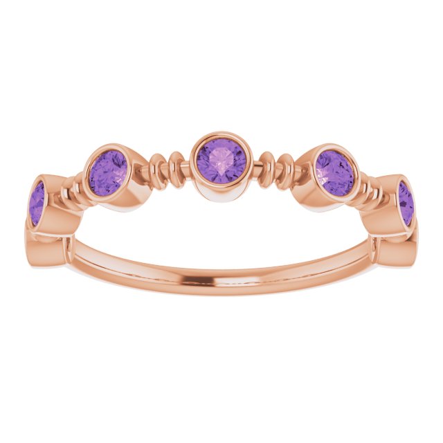 14K Rose Natural Amethyst Bezel-Set Ring 71895:612:P