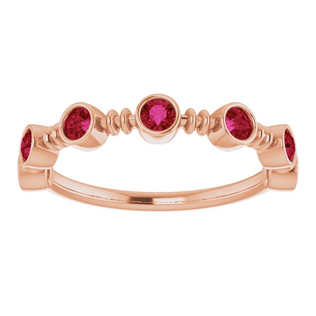 14K Rose Lab-Grown Ruby Bezel-Set Ring   71895:647:P