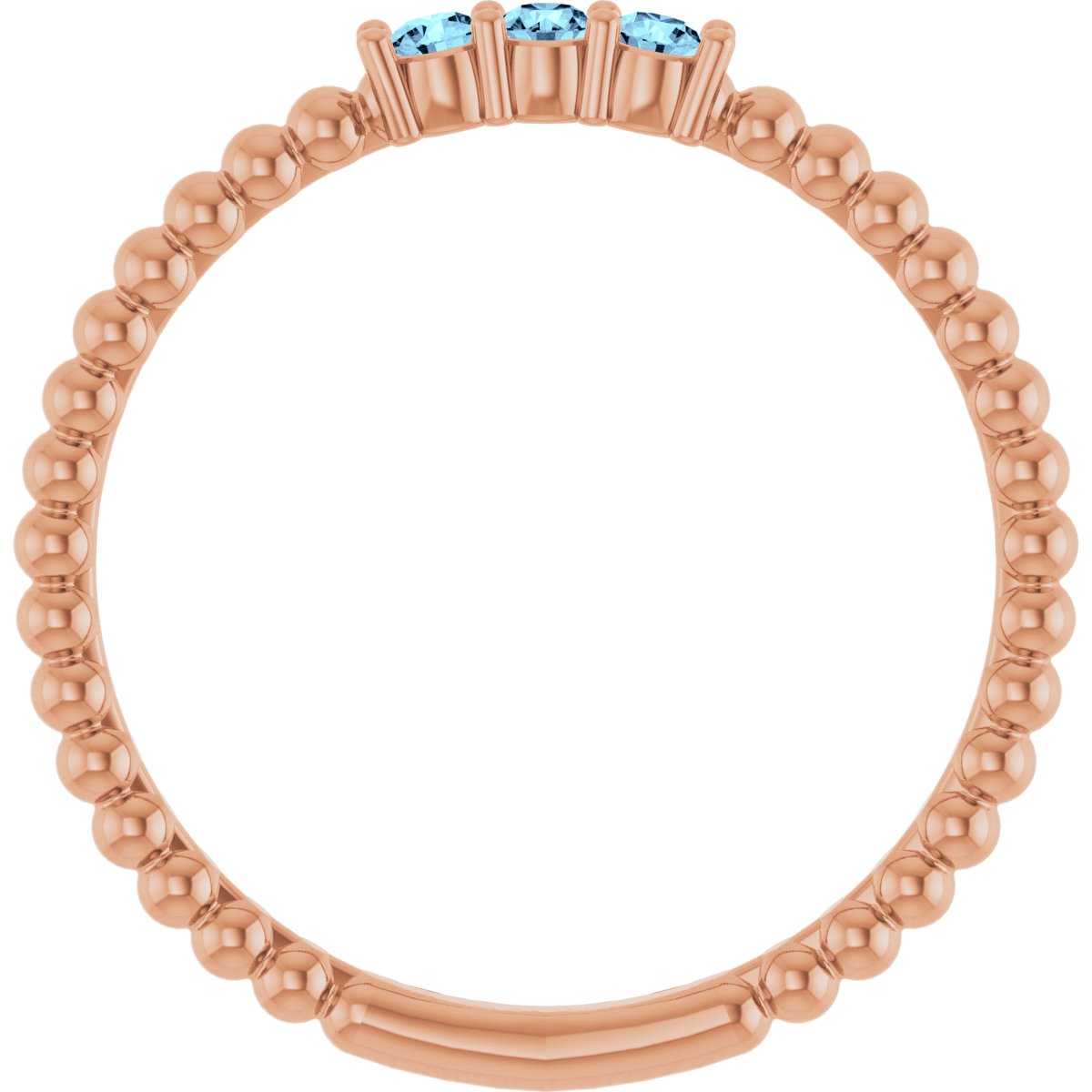 14K Rose Natural Aquamarine Beaded Ring 123113:617:P