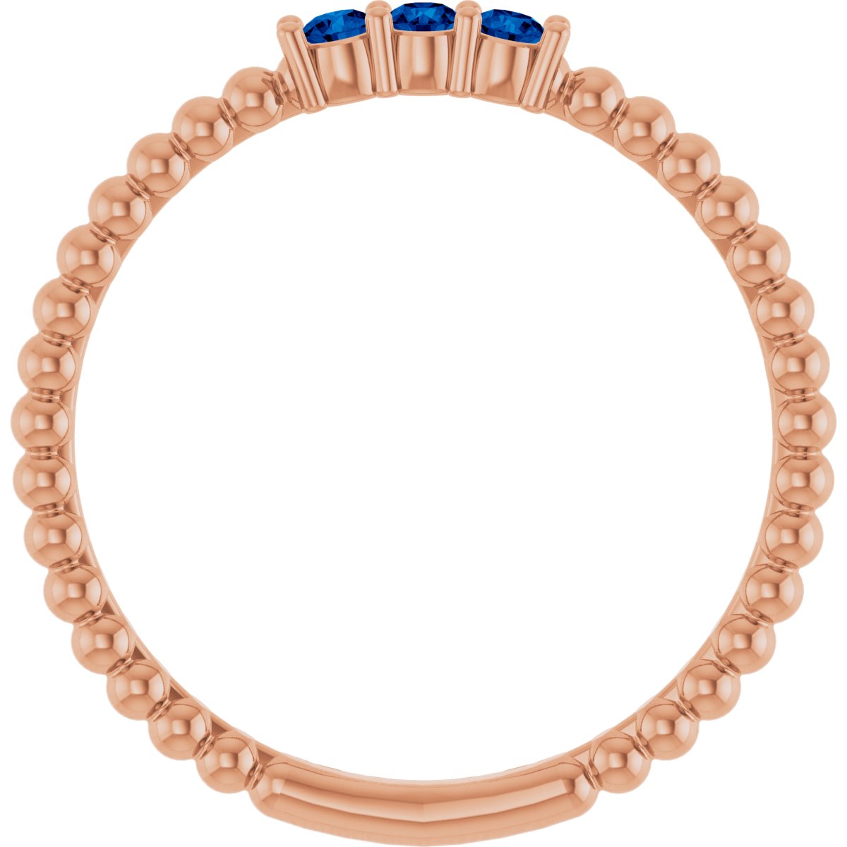 14K Rose Natural Blue Sapphire Beaded Ring 123113:657:P