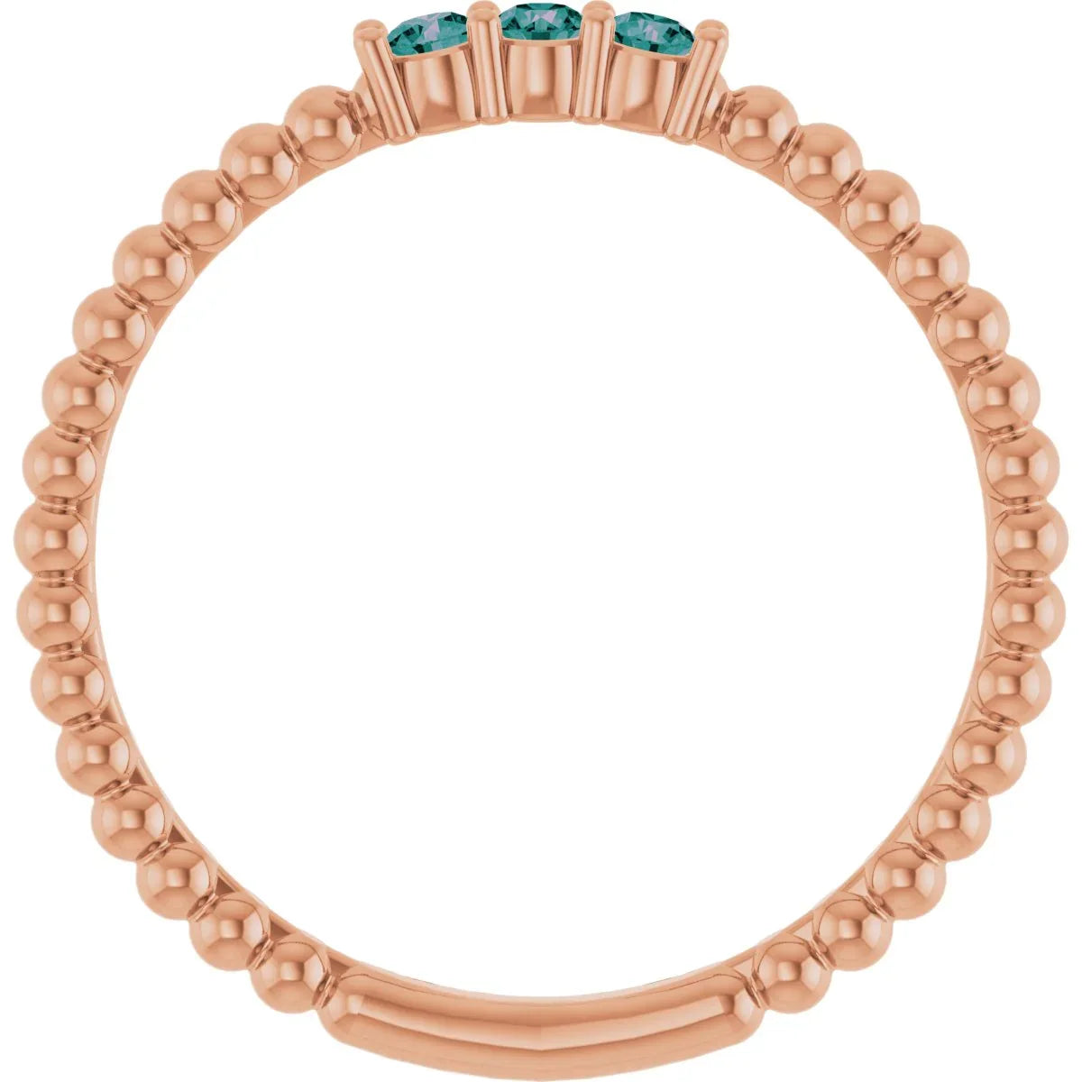 14K Rose Lab-Grown Alexandrite Beaded Ring 123113:637:P