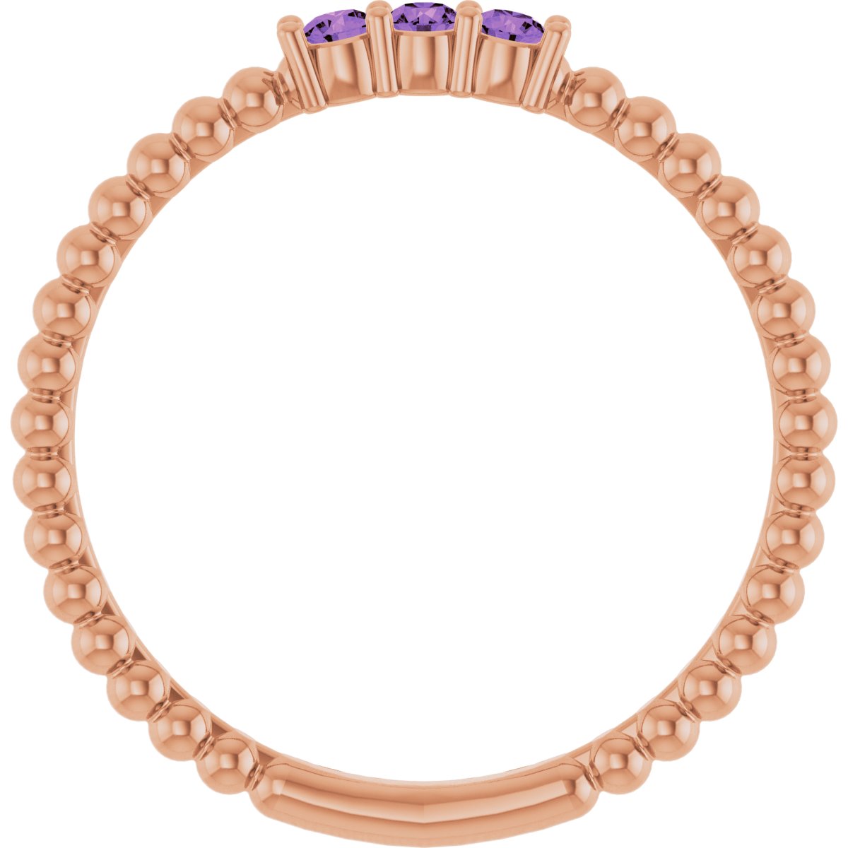 14K Rose Natural Amethyst Beaded Ring 123113:612:P