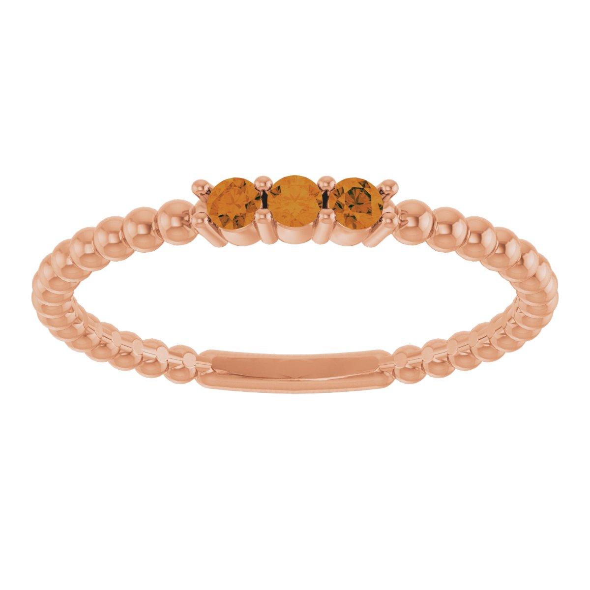 14K Rose Natural Citrine Beaded Ring 123113:672:P