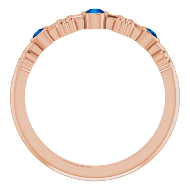 14K Rose Natural Blue Sapphire Bezel-Set Ring 71924:662:P