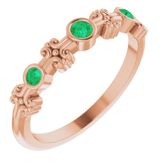 14K Rose Natural Emerald Bezel-Set Ring 71924:627:P
