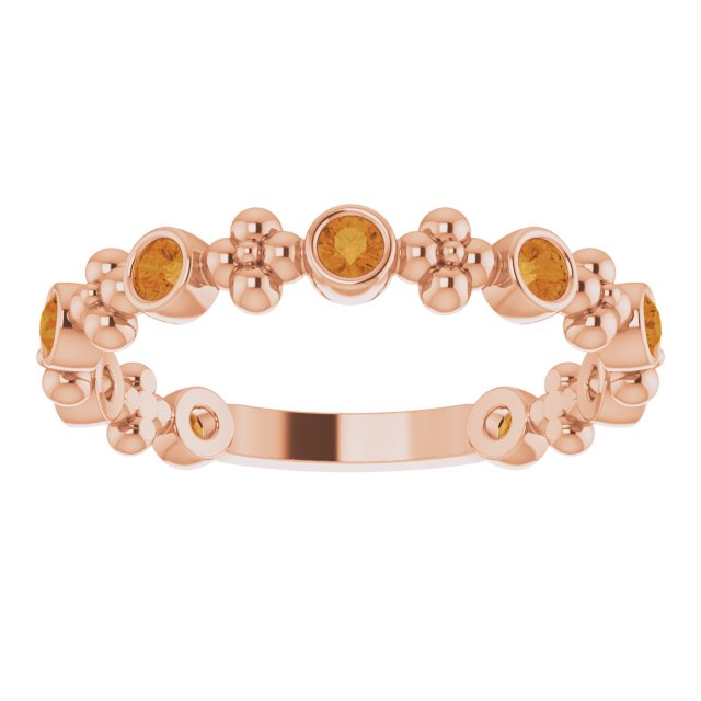 14K Rose Natural Citrine Beaded Ring 71923:672:P