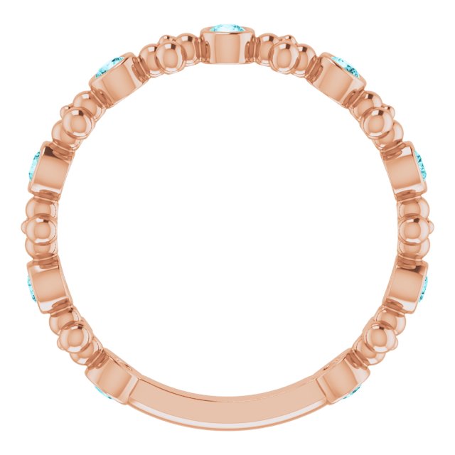 14K Rose Natural Blue Zircon Beaded Ring 71923:677:P