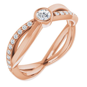 14K Rose Round Diamond Ring | Yumna Jewelers