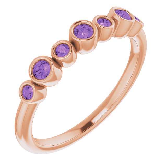 14K Rose Natural Amethyst Bezel-Set Ring 71844:612:P