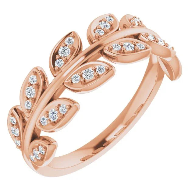 14K Rose 1/4 CTW Natural Diamond Leaf Ring 123035:602:P