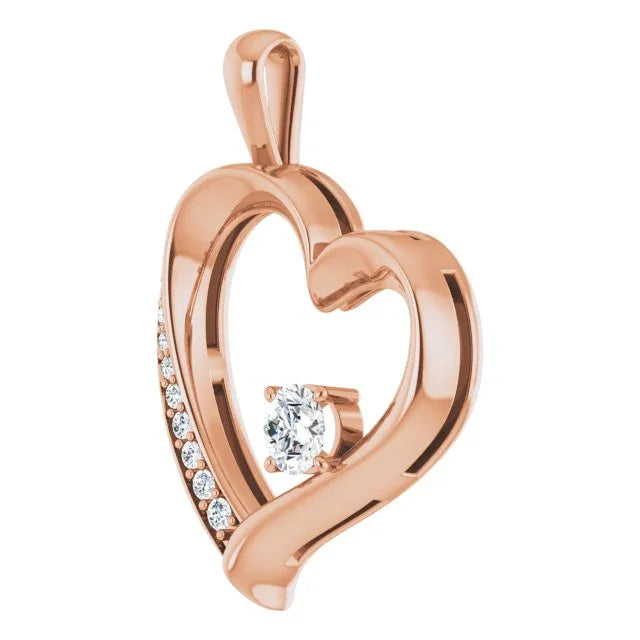 Rose Heart Diamond Pendant | Yumna Jewelers