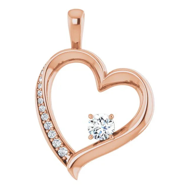 Rose Heart Diamond Pendant | Yumna Jewelers
