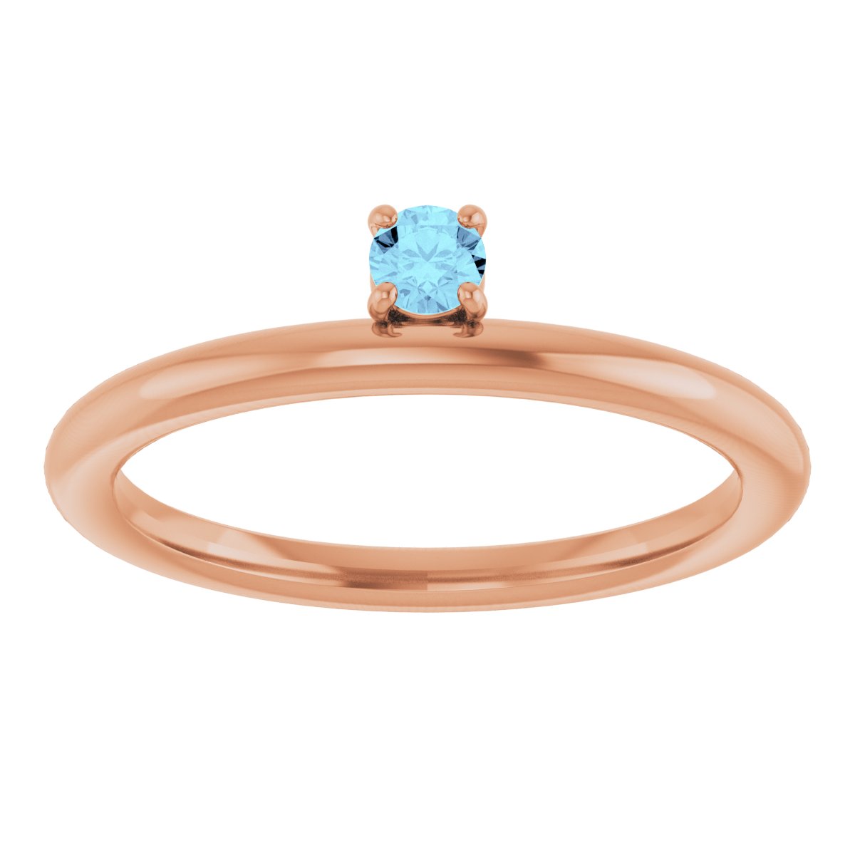 14K Rose Natural Aquamarine Stackable Ring 123286:60035:P