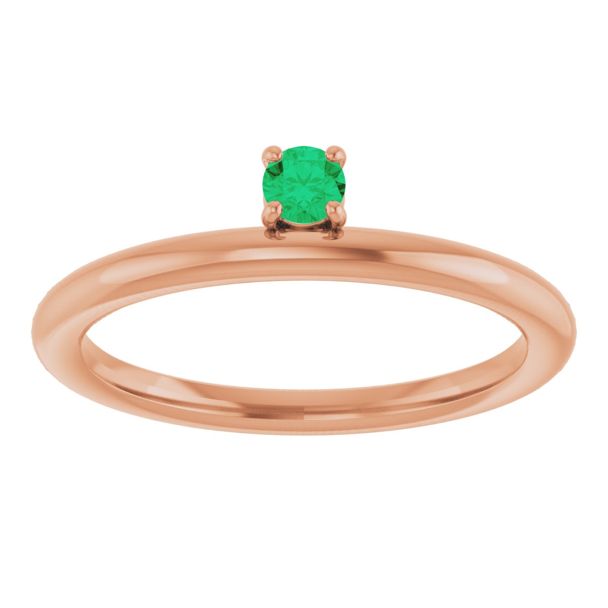 14K Rose Natural Emerald Stackable Ring 123286:60037:P