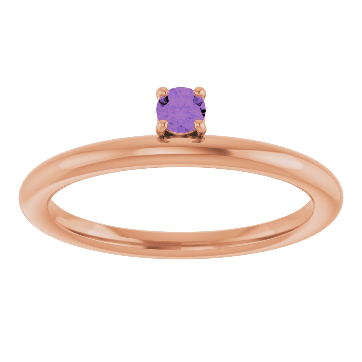 14K Rose Natural Amethyst Stackable Ring 123286:60034:P