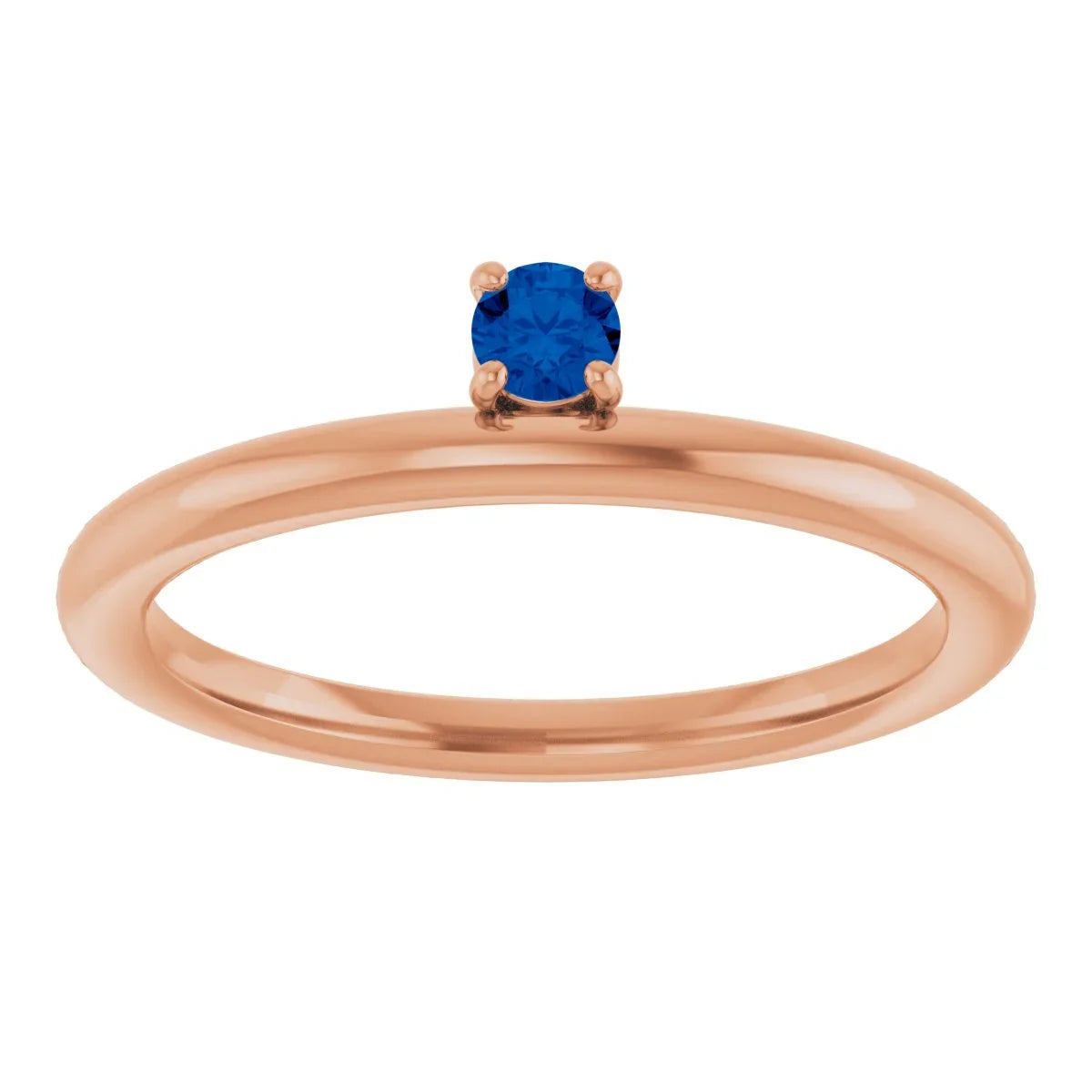 14K Rose Lab-Grown Blue Sapphire Stackable Ring 123286:60045:P