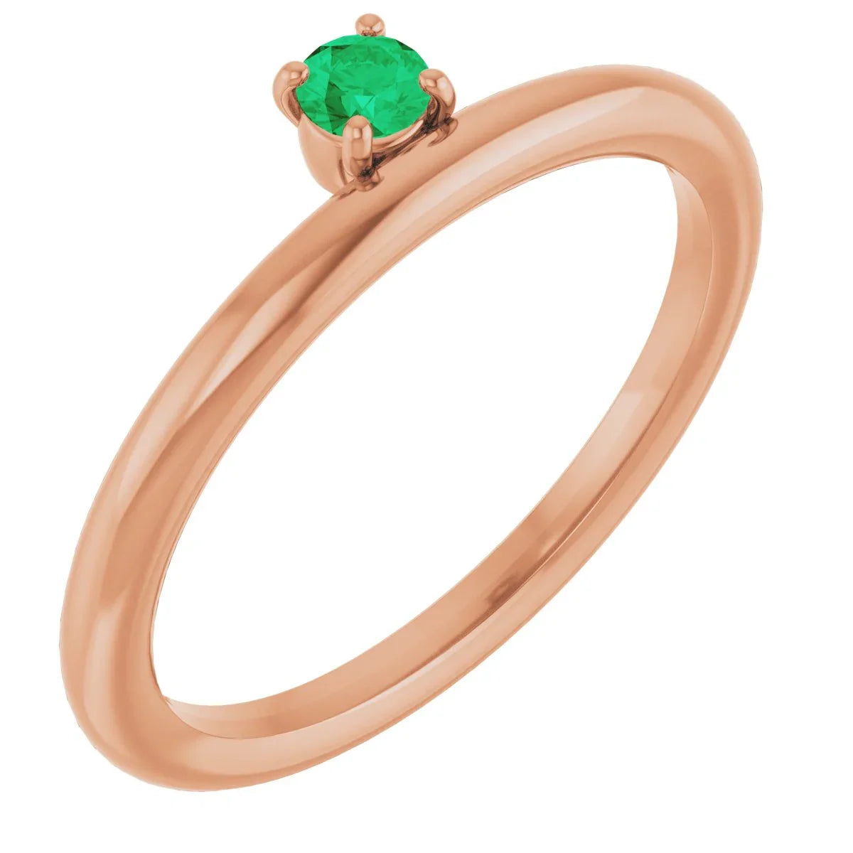 14K Rose Lab-Grown Emerald Stackable Ring 123286:60038:P