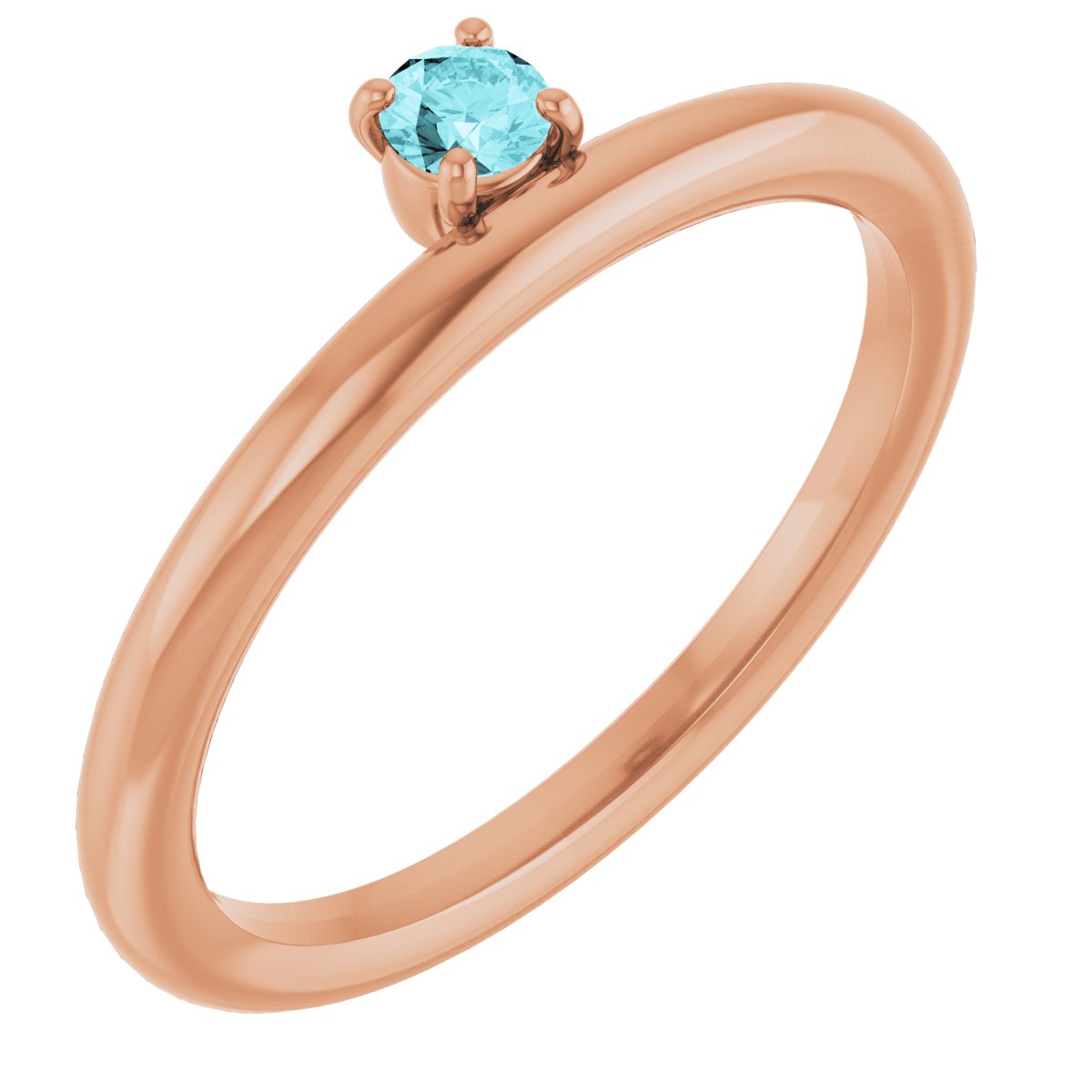 14K Rose Natural Blue Zircon Stackable Ring 123286:60048:P