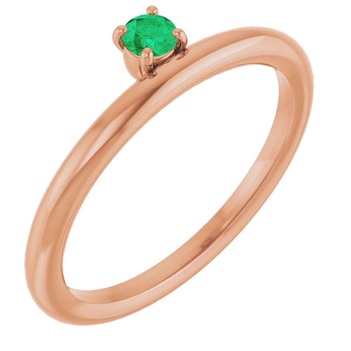14K Rose Natural Emerald Stackable Ring 123286:60037:P