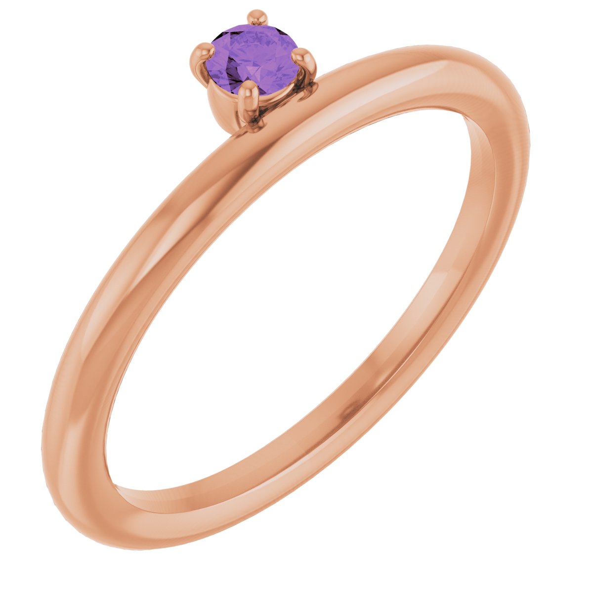 14K Rose Natural Amethyst Stackable Ring 123286:60034:P