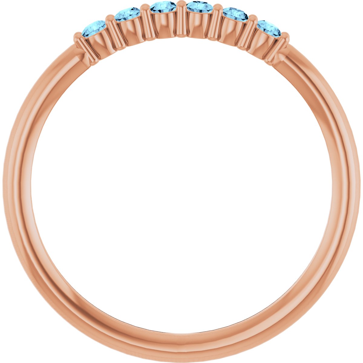 14K Rose Natural Aquamarine Stackable Ring 123288:614:P