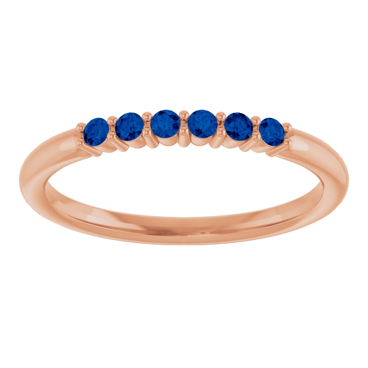 14K Rose Natural Blue Sapphire Stackable Ring 123288:634:P
