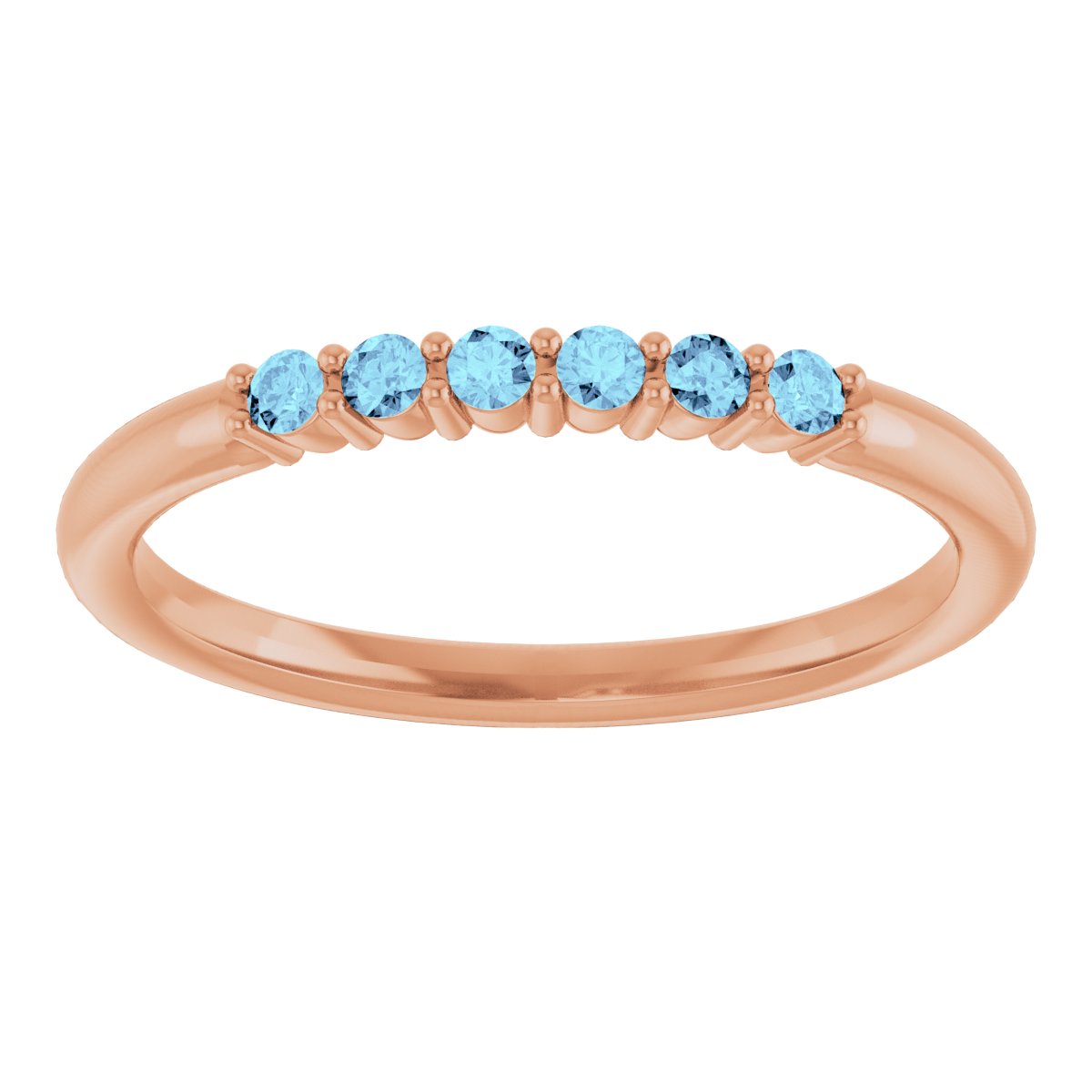 14K Rose Natural Aquamarine Stackable Ring 123288:614:P