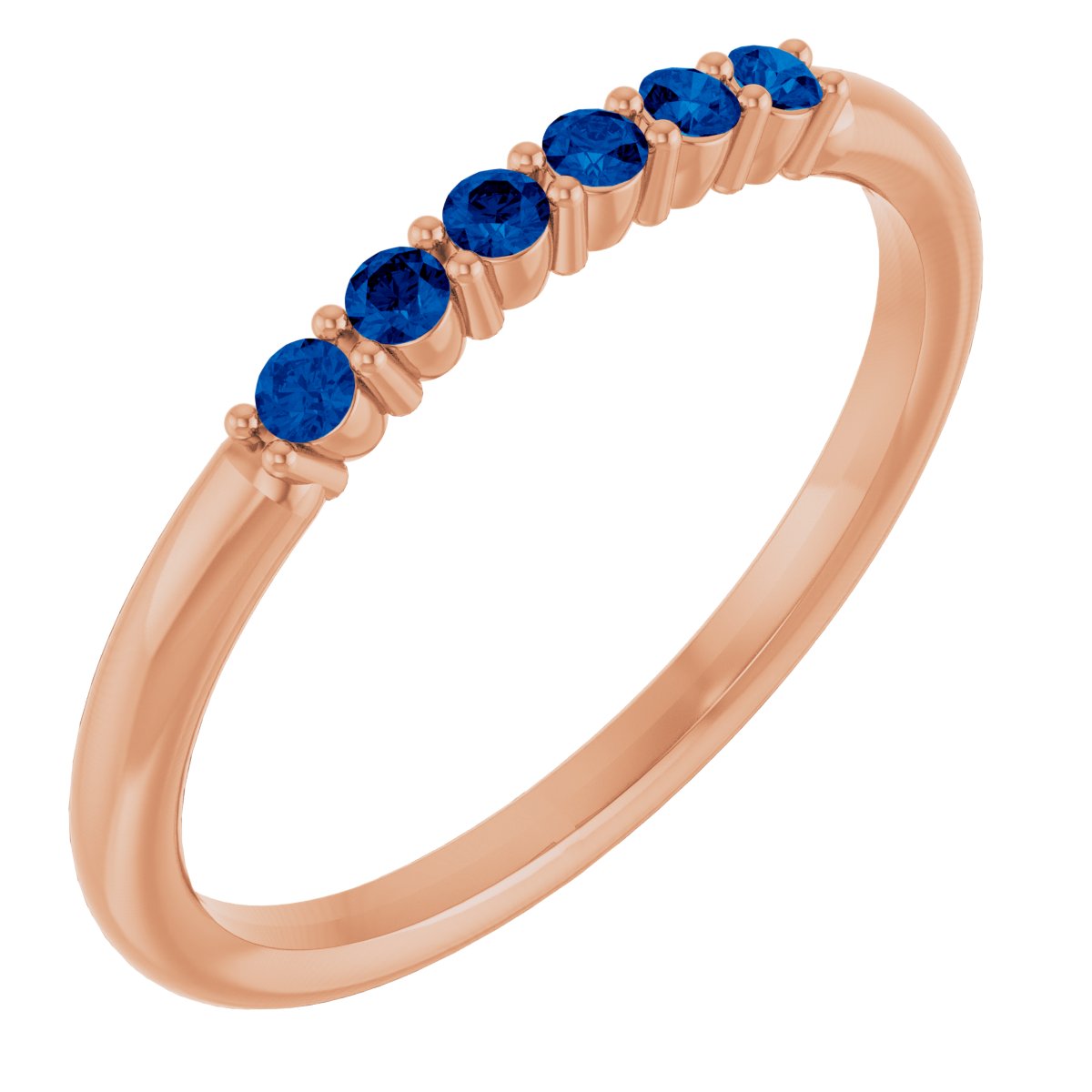 14K Rose Natural Blue Sapphire Stackable Ring 123288:634:P