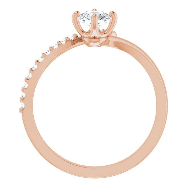 Diamond Bypass Ring | 14K Rose Bypass Ring | Yumna Jewelers