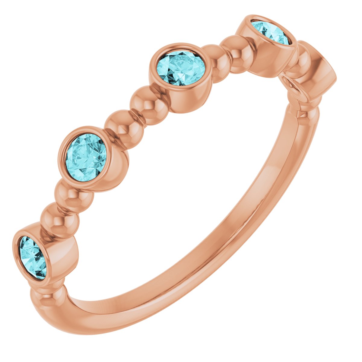 14K Rose Natural Blue Zircon Stackable Ring 71991:677:P