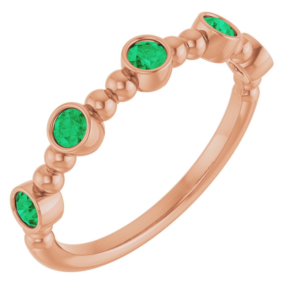 14K Rose Natural Emerald Stackable Ring 71991:627:P