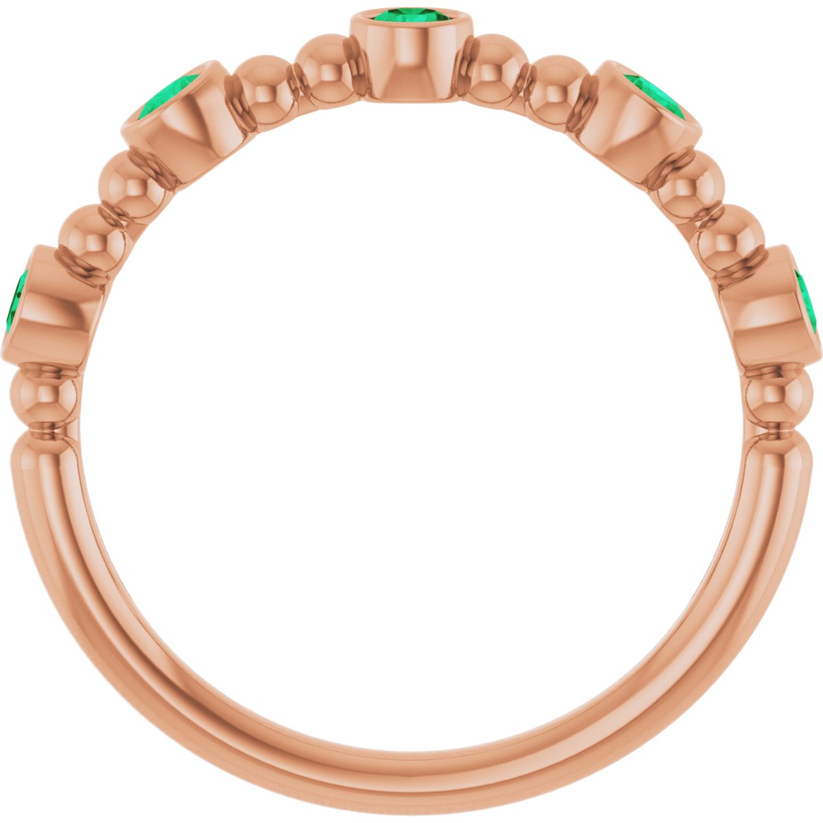 14K Rose Natural Emerald Stackable Ring 71991:627:P