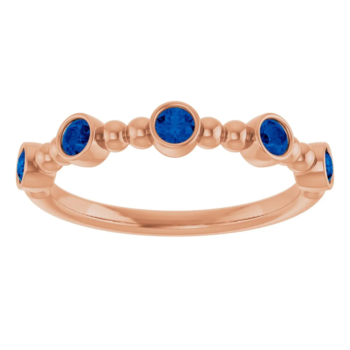 14K Rose Lab-Grown Blue Sapphire Stackable Ring 71991:662:P