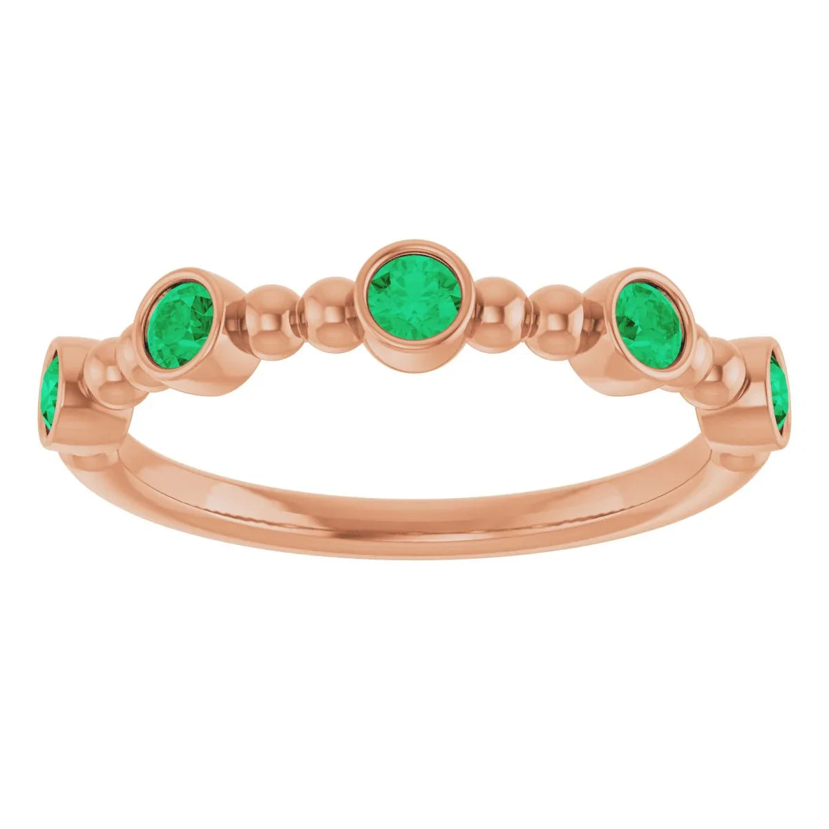 14K Rose Lab-Grown Emerald Stackable Ring 71991:632:P