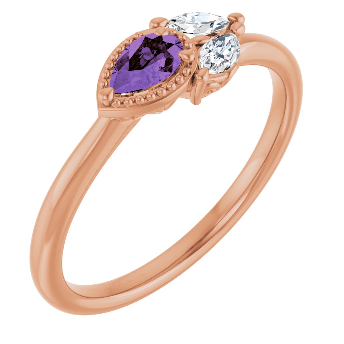 14K Rose Natural Amethyst & 1/6 CTW Natural Diamond Ring 72009:697:P