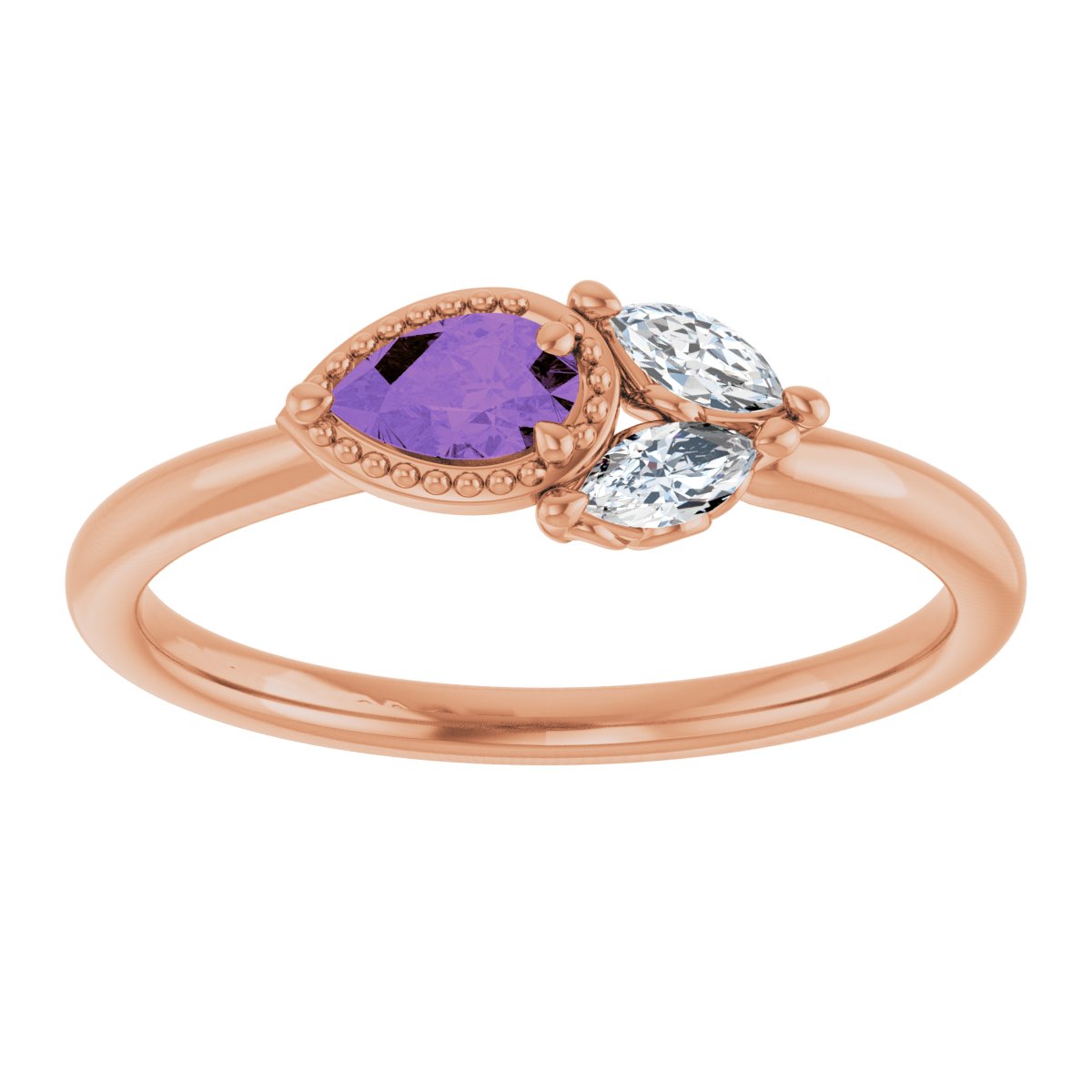 14K Rose Natural Amethyst & 1/6 CTW Natural Diamond Ring 72009:697:P